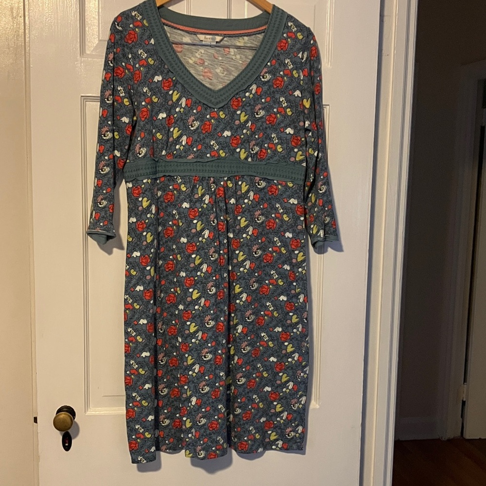 Boden Cotton Knit 3/4 sleeves Floral Dress